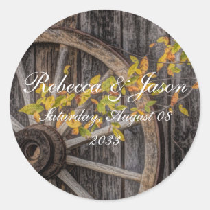 Country Charm - Rustic Western Wagon Wheel Classic Round Sticker