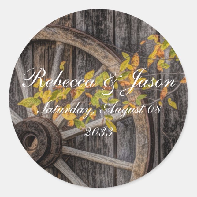 Country Charm - Rustic Western Wagon Wheel Classic Round Sticker (Front)