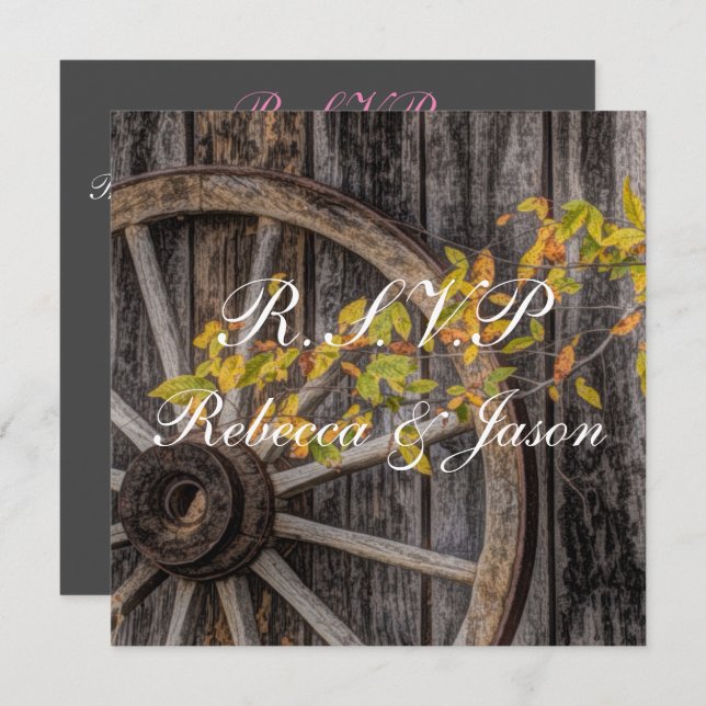 Country Charm - Rustic Western Wagon Wheel Invitation (Front/Back)