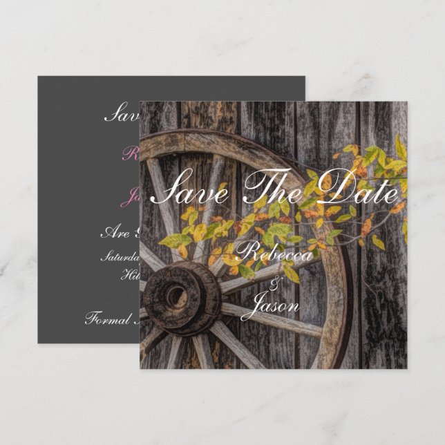 Country Charm - Rustic Western Wagon Wheel Invitation (Front/Back)