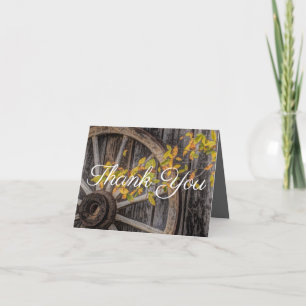 Country Charm - Rustic Western Wagon Wheel Thank Y Thank You Card