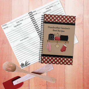 Country Check Recipe 2 Spiral Notebook