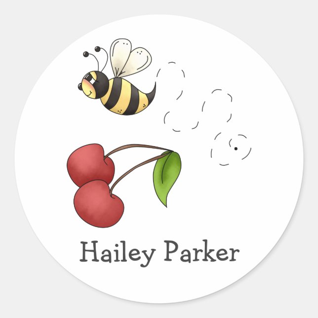 Country Cherries · Bee & Cherries Classic Round Sticker (Front)