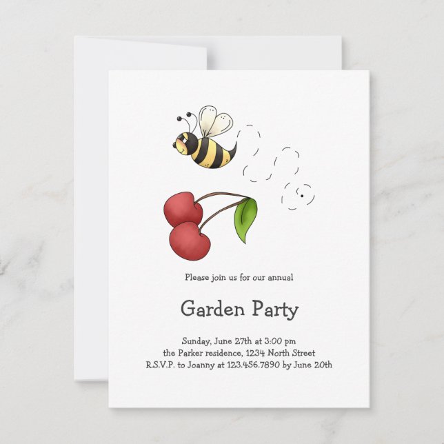 Country Cherries · Bee & Cherries Invitation (Front)
