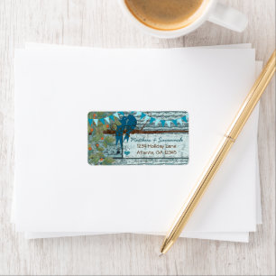 Country Chic Aqua Bunting Vintage Love Birds Label