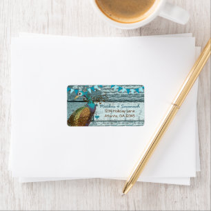 Country Chic Aqua Bunting Vintage Peacock Label