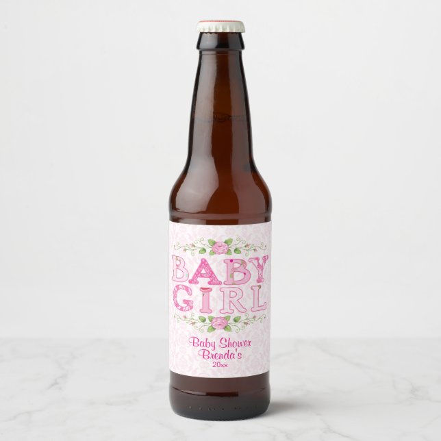 Country Chic, Baby Girl, Baby Shower Beer Bottle Label (Front)