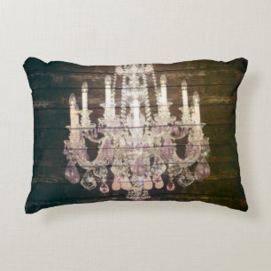 Country chic barn wood Rustic vintage chandelier Decorative Cushion