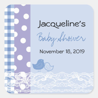 Country Chic Birds Lace Boy Baby Shower Sticker