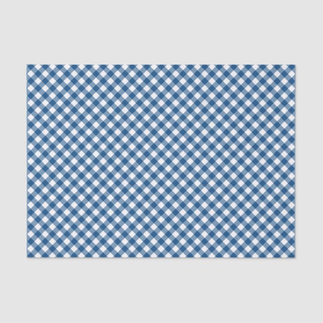 Country Chic Blue Gingham Pattern Tissue Paper (Front)