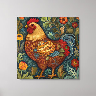 Country chic boho rooster canvas print