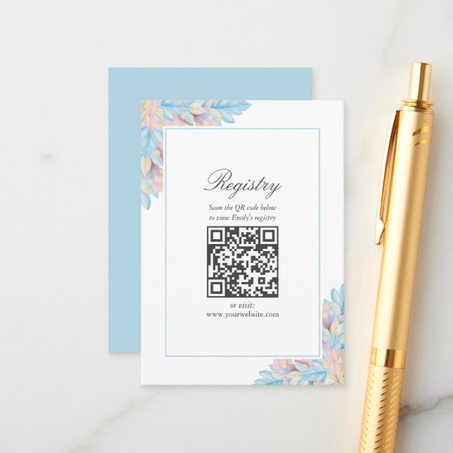 Country Chic Botanical Bridal Shower Registry Enclosure Card (Front/Back In Situ)