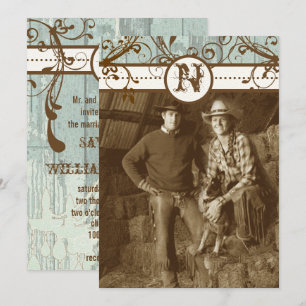 Country Chic Chocolate Mint Rustic Barn Wood Invitation