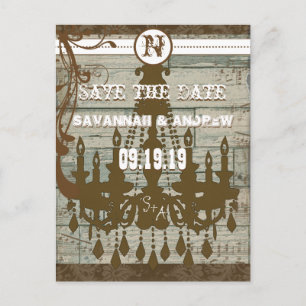 Country Chic Chocolate Mint Rustic  Save the Date Announcement Postcard