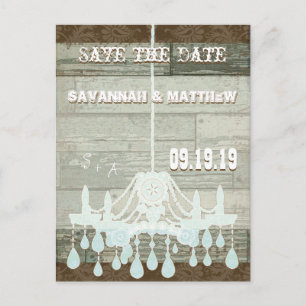 Country Chic Chocolate Mint Rustic  Save the Date Announcement Postcard