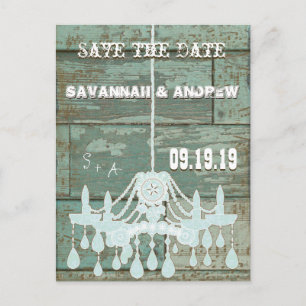 Country Chic Chocolate Mint Rustic  Save the Date Announcement Postcard
