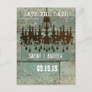 Country Chic Chocolate Mint Rustic  Save the Date Announcement Postcard