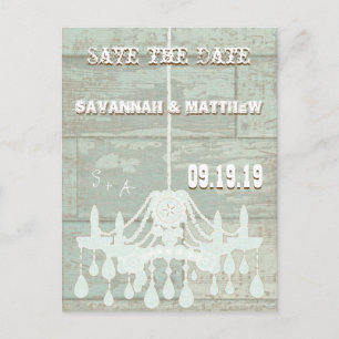 Country Chic Chocolate Mint Rustic  Save the Date Announcement Postcard