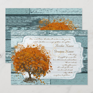 Country Chic Coral Tree Wedding Invitation