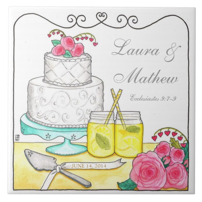 Country Chic Customisable Wedding Tile (Front)