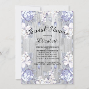 Country Chic Floral Wood Bridal Shower Invitation