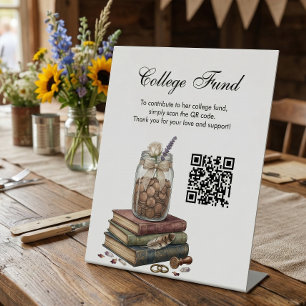Country Chic Graduation College Fund QR Code Pedestal Sign