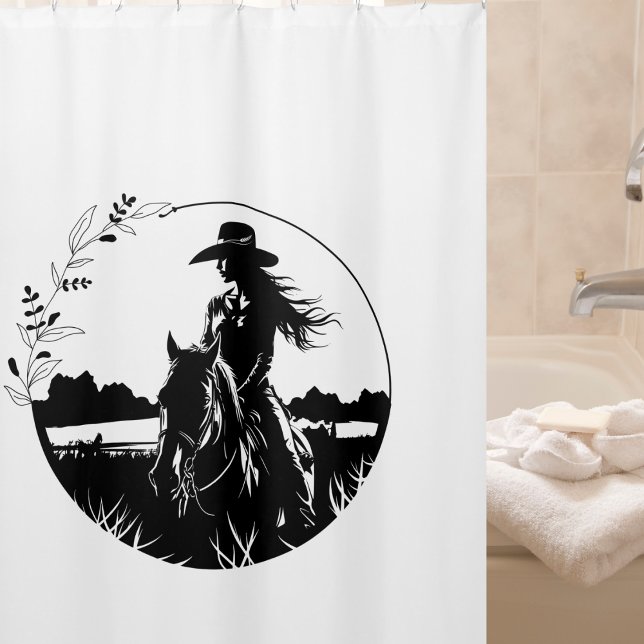 Country Chic Horse Cowgirl Western Equestrian Shower Curtain (Creator Uploaded)