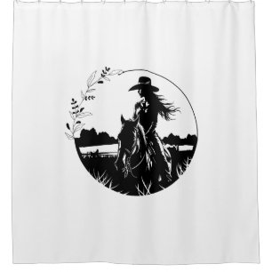 Country Chic Horse Cowgirl Western Equestrian Shower Curtain