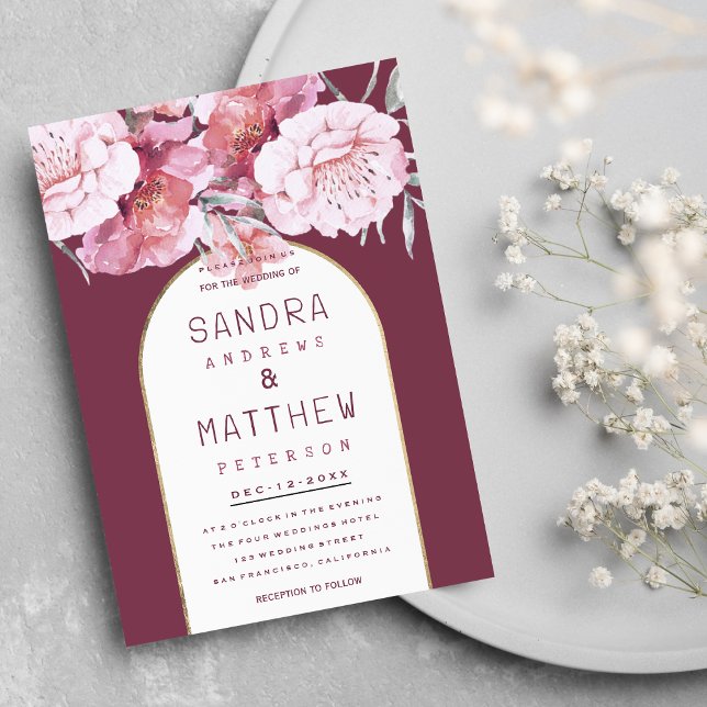 Country chic mint mauve pink gold floral wedding  invitation (Country chic mint mauve pink gold floral wedding)