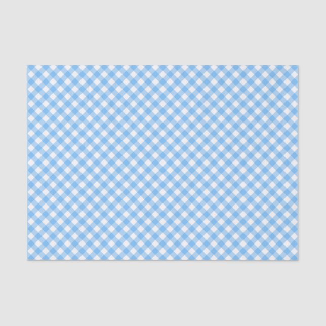 Country Chic Pastel Baby Blue Gingham Tissue Paper (Front)