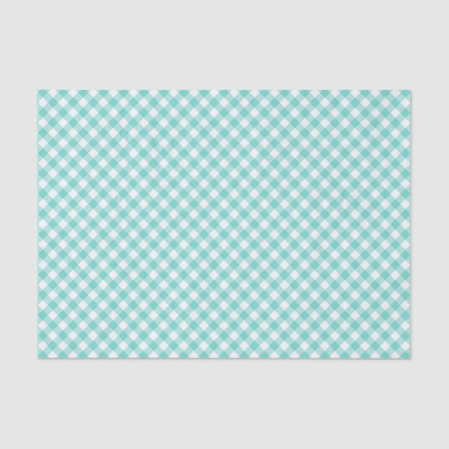 Country Chic Pastel Mint Turquoise Gingham Tissue Paper (Front)