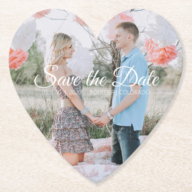 Country Chic | Save the Date Photo Coaster (Front)