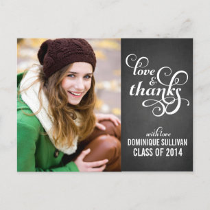 Country Chic Script Graduation Thank You Postcard