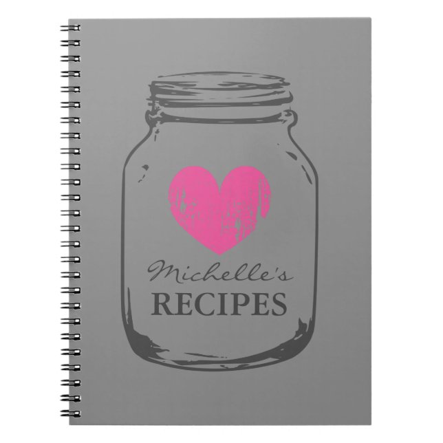 Country chic vintage mason jar recipe notebook (Front)