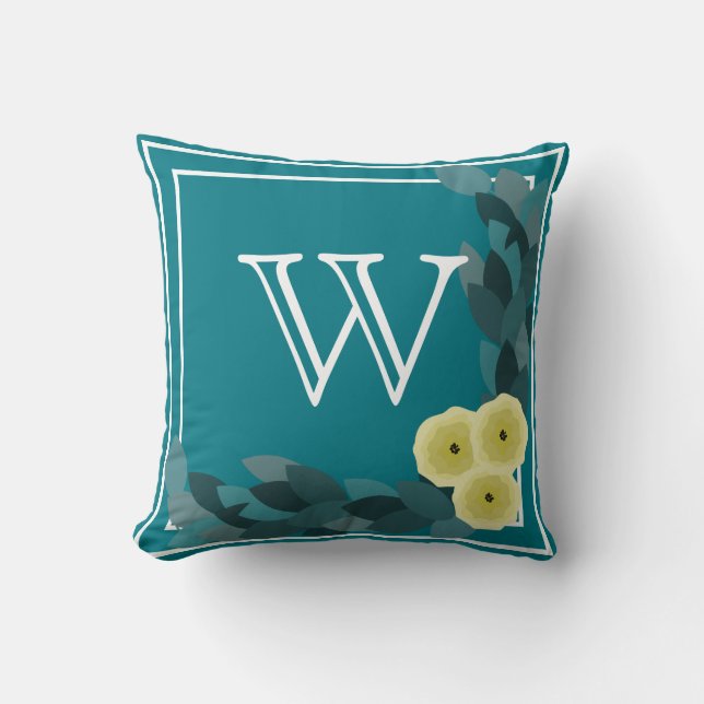 Country Chic Yellow Ranunculus Floral Initial Cushion (Front)