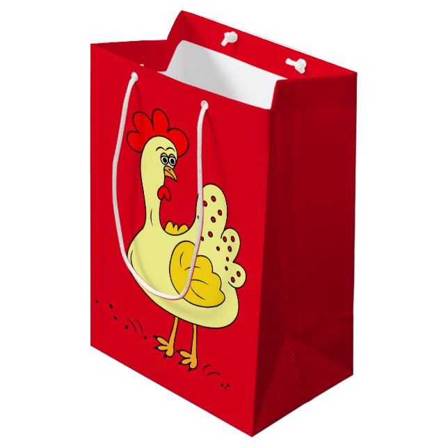 Country Chicken cartoon medium gift bag (Front Angled)