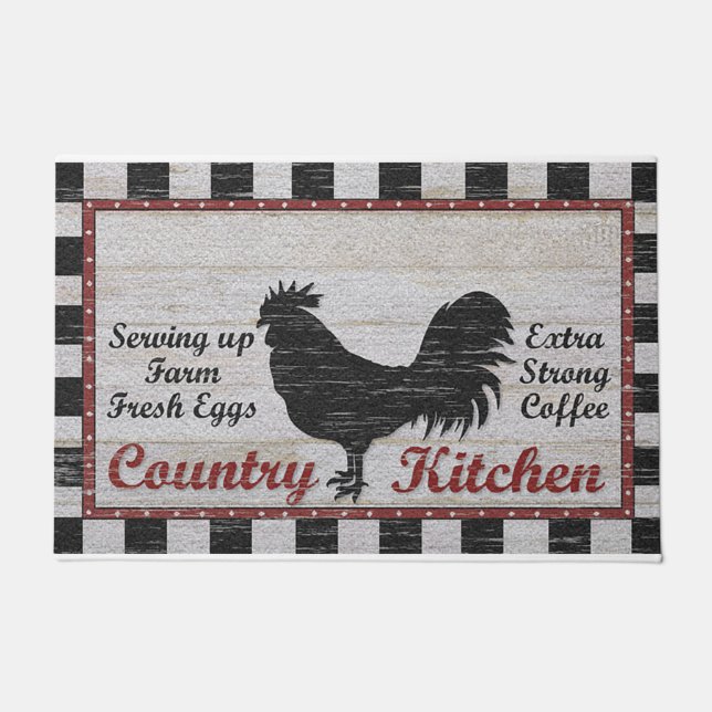 Country Chicken Doormat, Retro Countryside  Doormat (Front)
