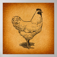 Country Chicken Farm Animal Art Vintage Rooster