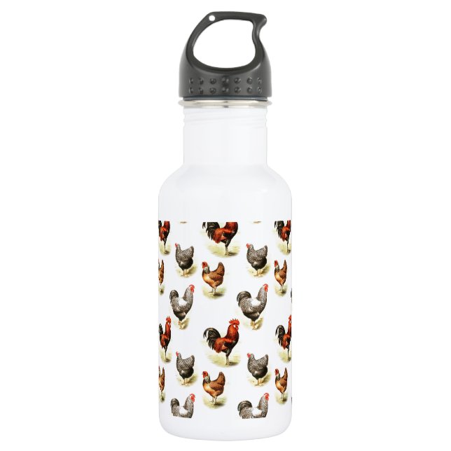 Country Chicken Pattern 532 Ml Water Bottle (Front)