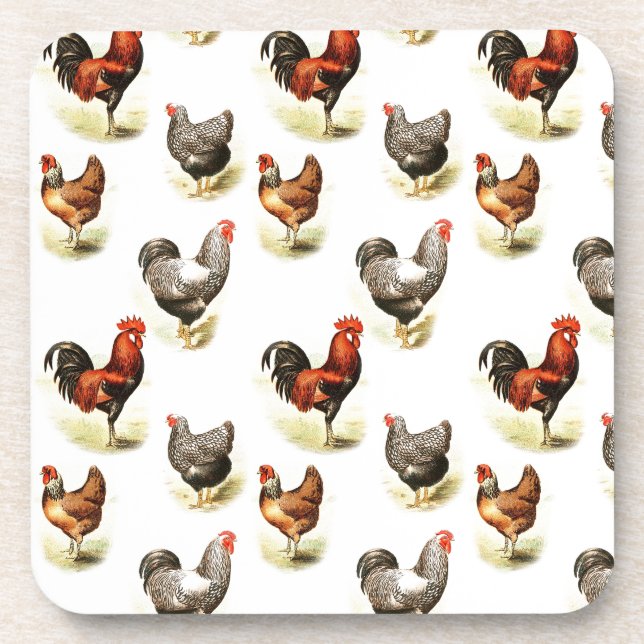 Country Chicken Pattern Coaster (Front)