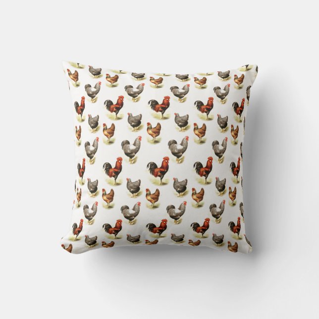 Country Chicken Pattern Cushion (Front)