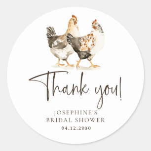 Country Chicken Thank You Wedding Favor Sticker