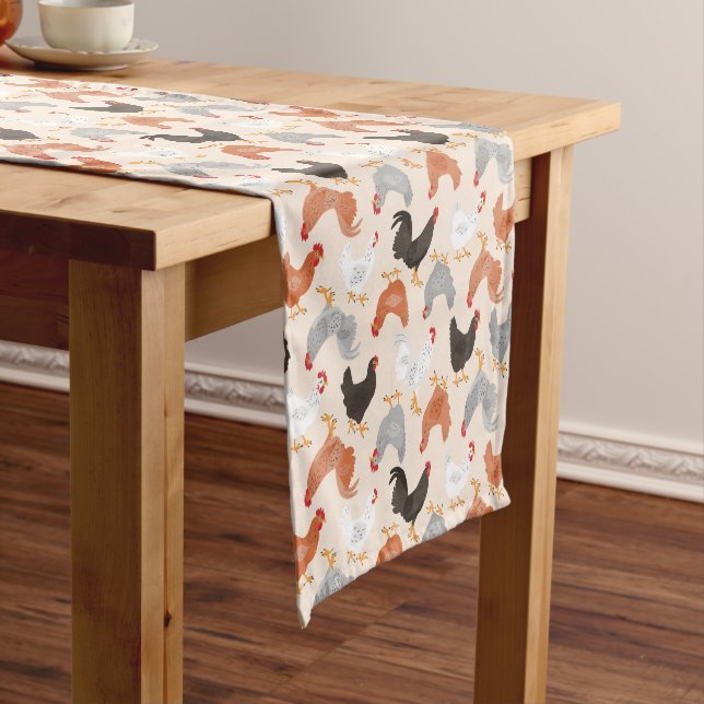 Country Chickens Farm Animals Short Table Runner (In Situ)