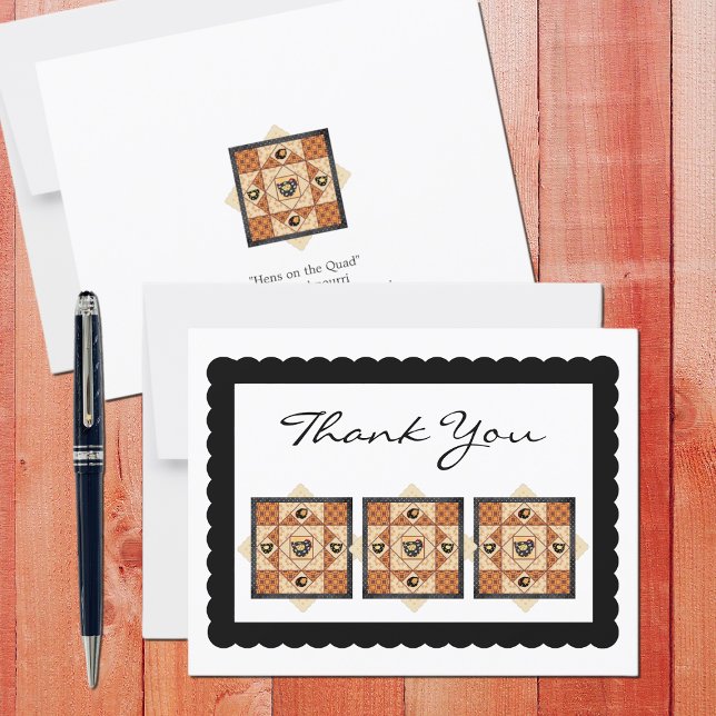 Country Chicks Quilt Square Flat Thank You Card (Creator Uploaded)