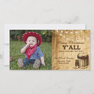 Country Christmas Card - Cowboy Boots and Lights