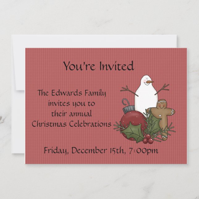 Country Christmas Celebration Invites (Front)