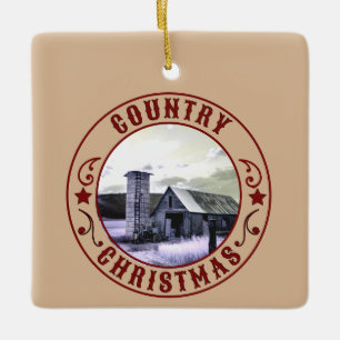 Country Christmas Ceramic Ornament