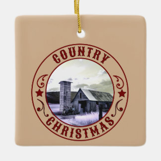 Country Christmas  Ceramic Ornament