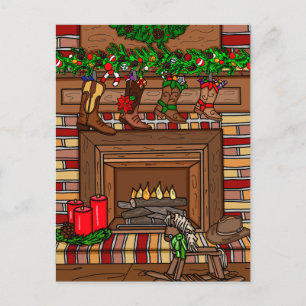 Country Christmas   Cowboy Boot Stockings  Postcard