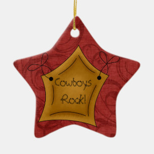 Country Christmas Cowboys Rock Star Ceramic Tree Decoration
